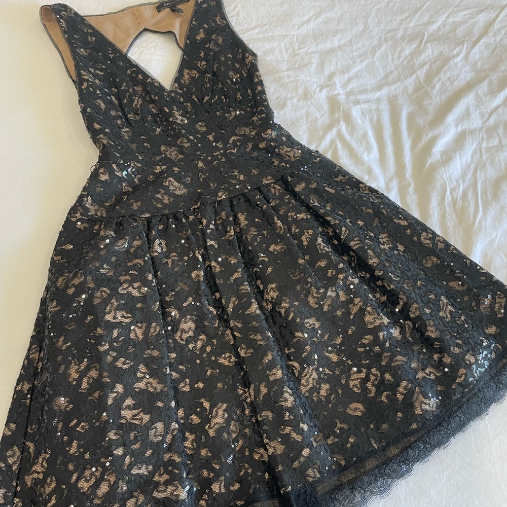 BCBGMaxaria black sequin A-line dress